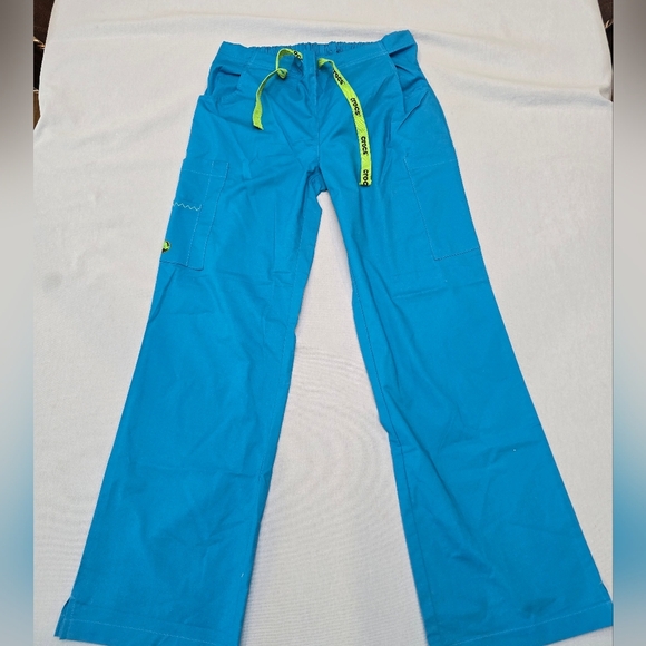 Womens Crocs Medical Apparel Cargo Scrubs Pants Sz Small Petite Turquoise Blue - Picture 8 of 9